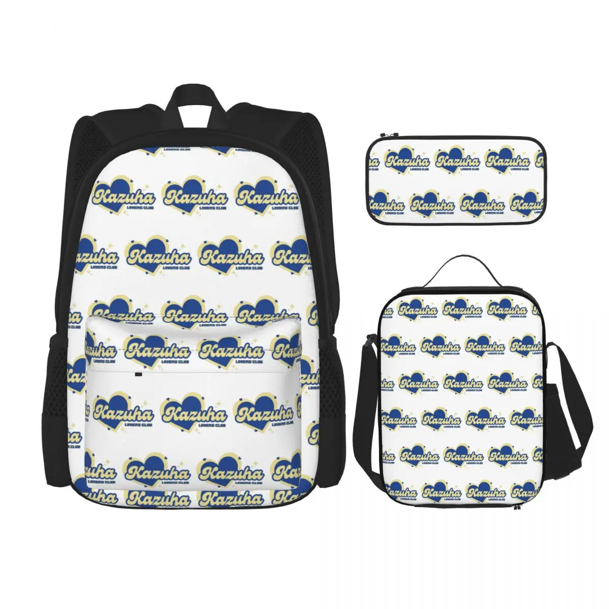 Kazuha Lovers Club Backpacks Students Bookbag School Bags Rucksack Lunch Bag Pen Bag Three-Piece Set