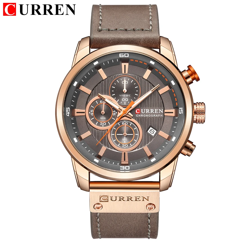 CURREN 8291 Herren-Quarz-Chronographenuhr, lässige Leder-Militär-Sport-Mode-Gentleman-Armbanduhr – Detail 28