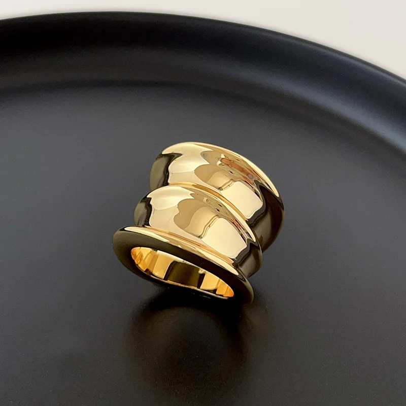 

Fashion Designer Brand Brass Plated Gold Luxury Ring Woman Europe America Top Quality Jewelry