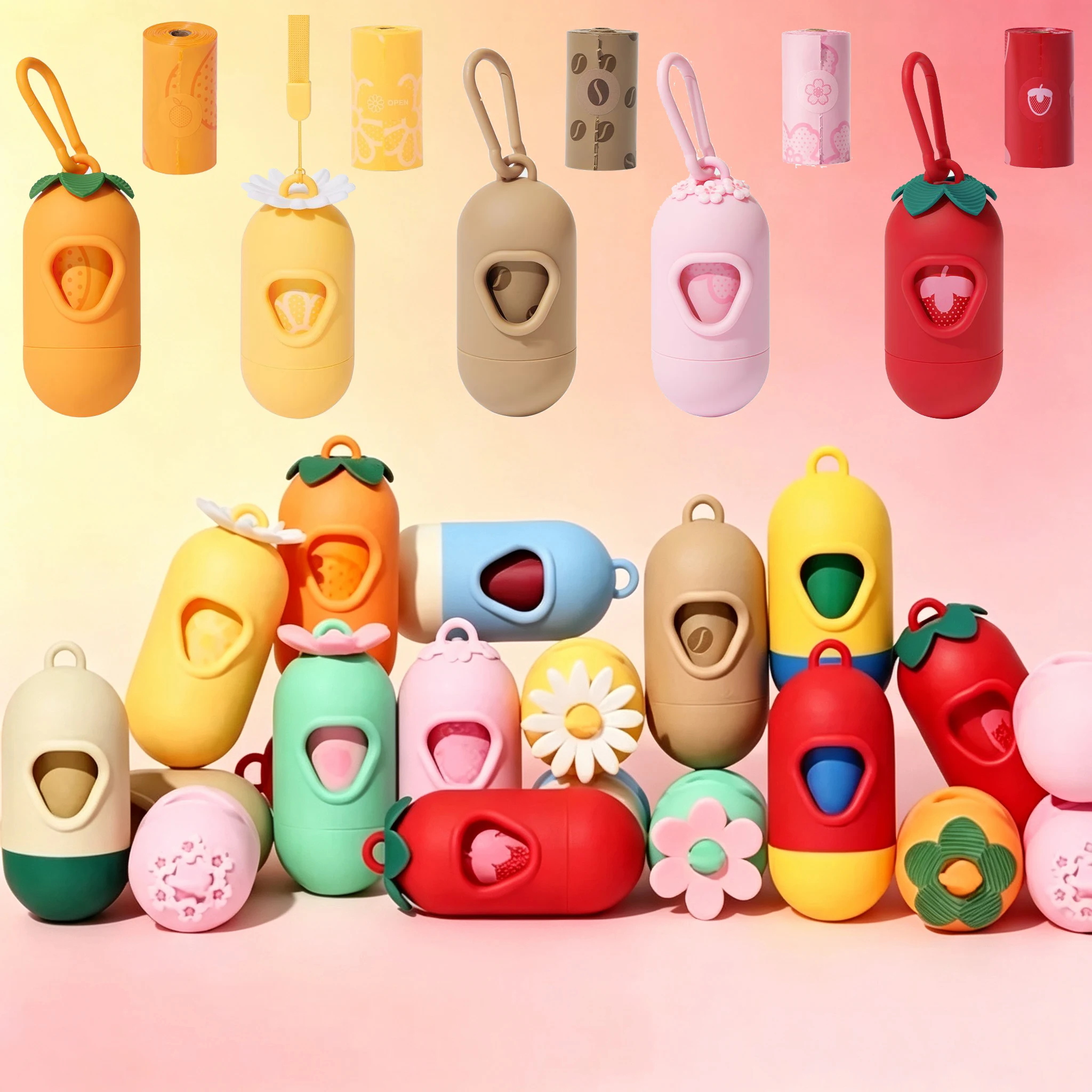 Dog Poop Bags Dispenser Pet Capsule Poop Dispenser Set Scented Portable Outdoor Walking Dog Waste Picker Pet Dog Supplies