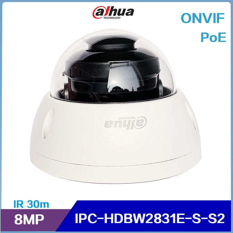 Dahua IPC-HDBW2831E-S-S2 8MP IP Lite Ir Vaste Focal Dome Network Camera Ondersteuning Poe Onvif IP67 Starlight Bewegingsdetectie