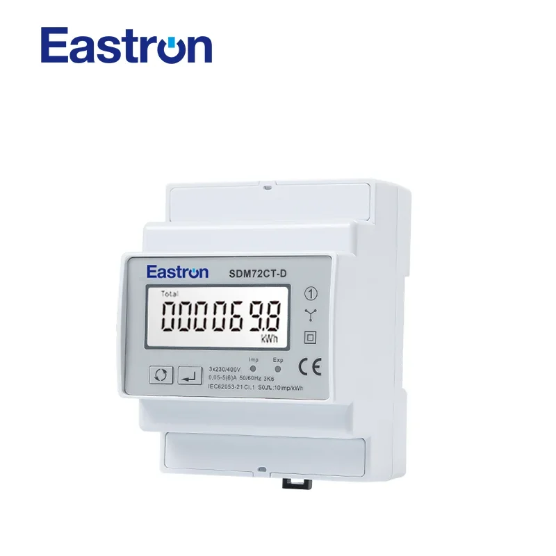 Imagem -03 - Medidor da Energia do Trilho do Ruído Trifásico Quatro Fios Medidor do Kwh 1a 5a ct Conectado Saída do Pulso Não-mid Sdm72ct-d
