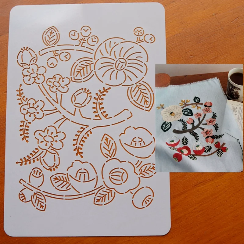 Reusable PET formwork for Embroidery multi flower Quilting Templates Sashiko Stencils,coaster Decor,Fabric Crafts Drawing tool