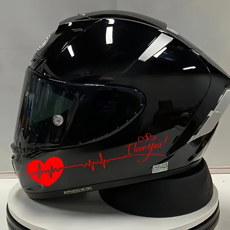 

A set of two fashionable "i love you" stickers, suitable for motorcycle helmets and car rearview mirrors, made of durable
