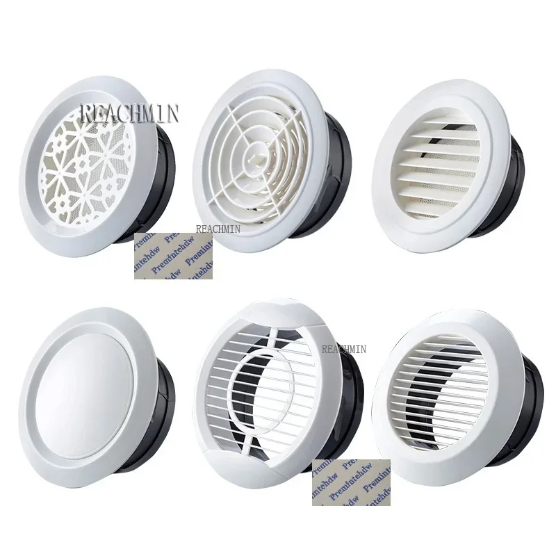 

White ABS Plastic Round Air Vent Grill Cover Diffuser Ventilation Ducting Hose Louver Wall Ceiling Mounted