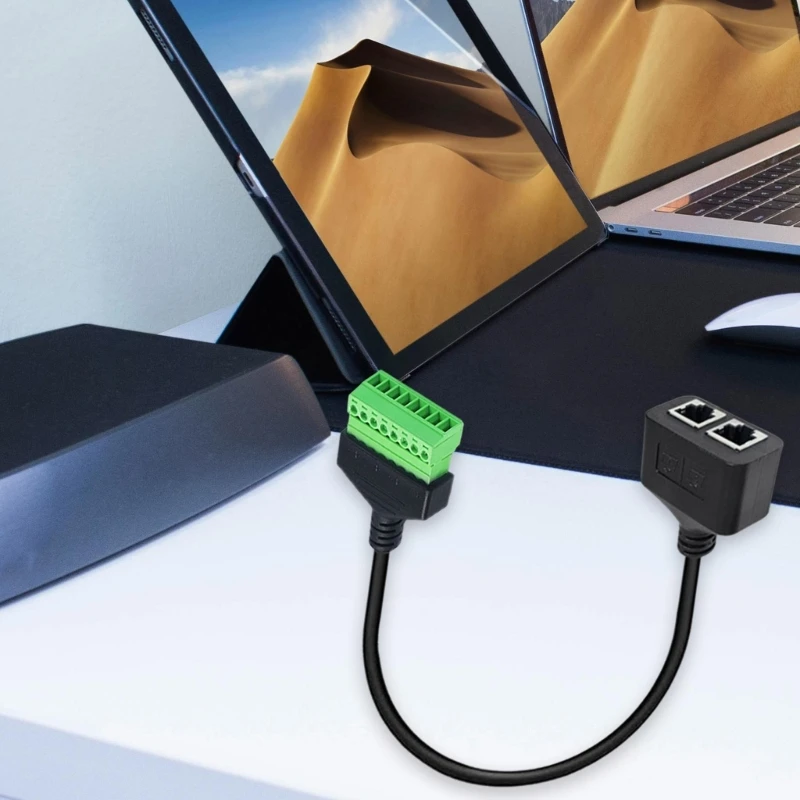 Y5H RJ45 Cat6 8P8C Female to 8Pins Screw Terminal Adapter for Cat5/6/7 Ethernet Extension and CCTV DVR Networking Connection