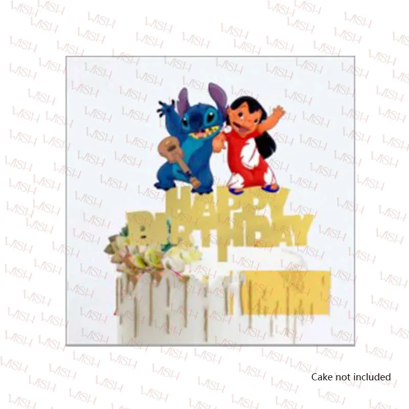 Lilo & Stitch Acrylic Cake Topper Girl Birthday Party Supplies Baby Shower Gift DIY Baking Decoration Wedding Home Decor