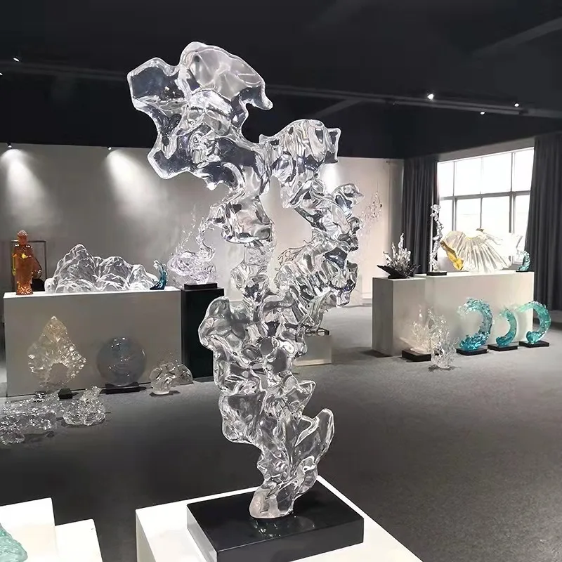 Hotel porch office creative desktop ornament transparent resin Taihu stone artwork sculpture