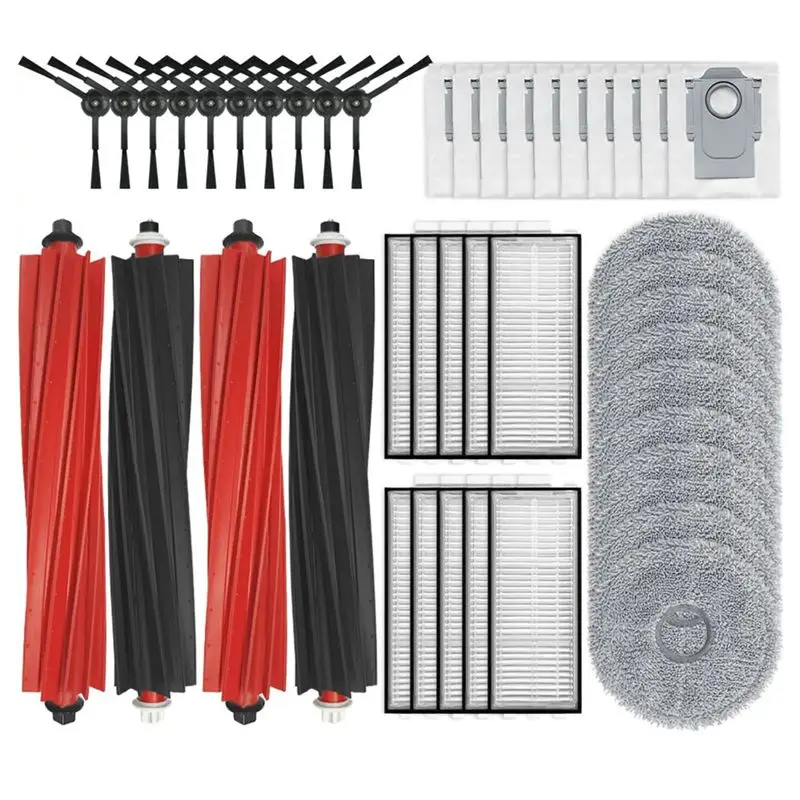 

B01C-For Roborock Qrevo Master / V20 / P10S Pro Main Side Brush Hepa Filter Mop Cloth Dust Bags Replacement Parts