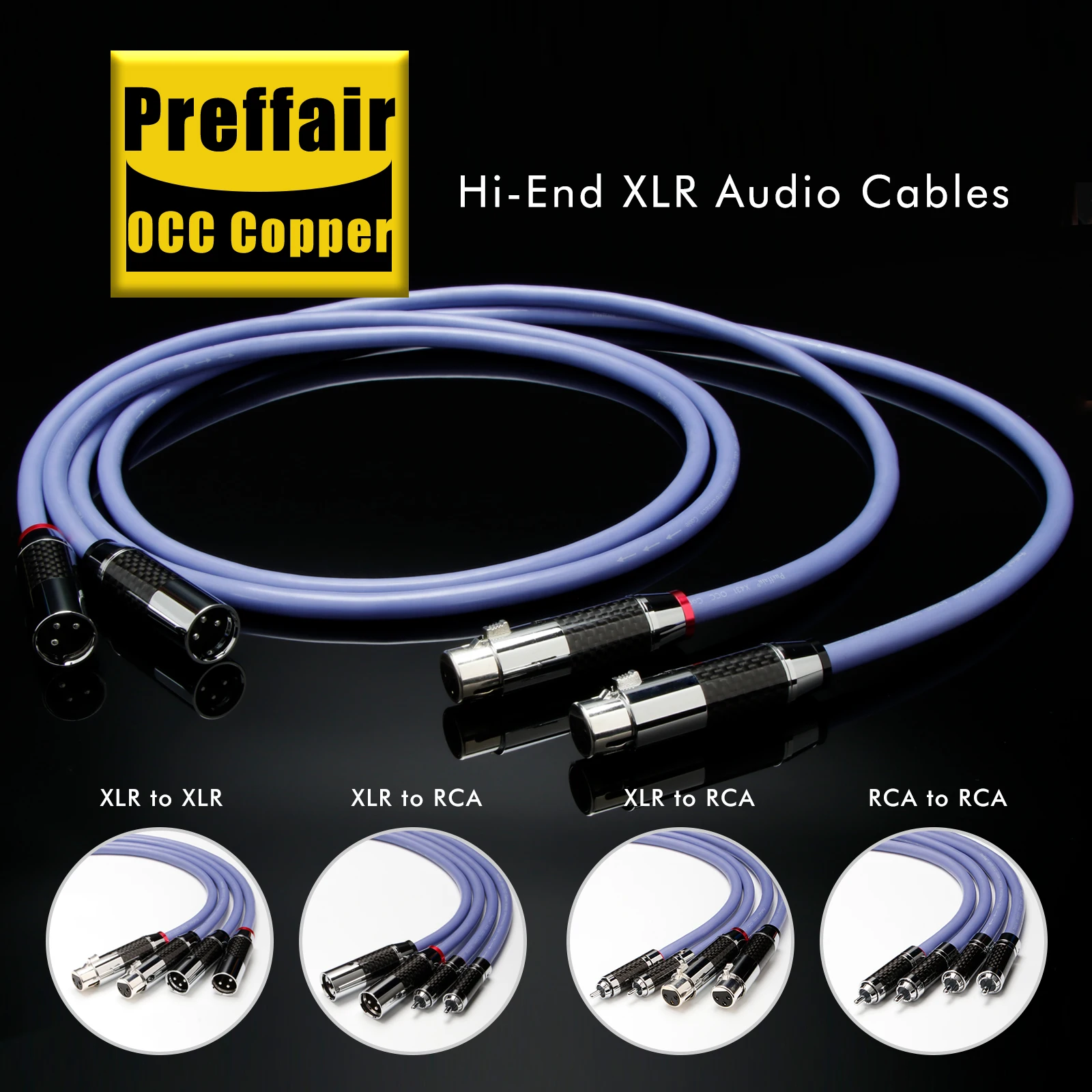 

Preffair HIFI OCC Copper RCA Signal Cable with Carbon Fiber Shell RCA/XLR Plug Audio Interconnect Wire for Power Amplifter Cable
