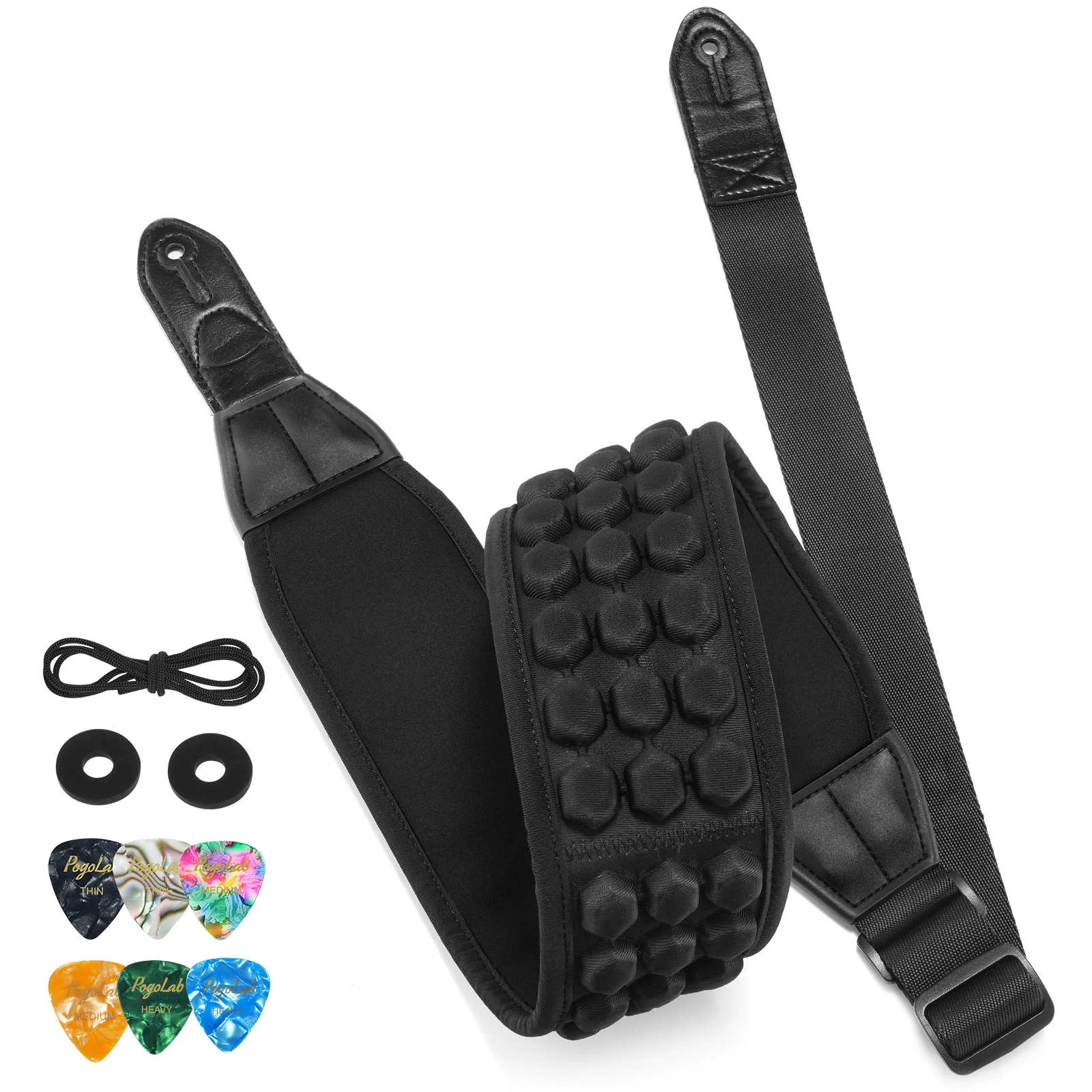 

Ремешок для гитары POGOLAB PGS-13 3,5 дюйма, амбушюры с широкими воздушными ячейками, неопреновые мягкие удобные басы с 2 замками и 6 шнурками