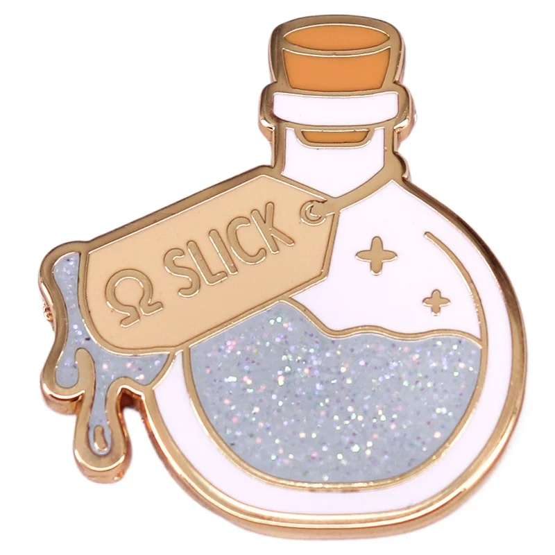 Novelty Omega-Glitter Bottle Hard Enamel Pin ABO Lapel Pin Fanfiction Slick Brooch