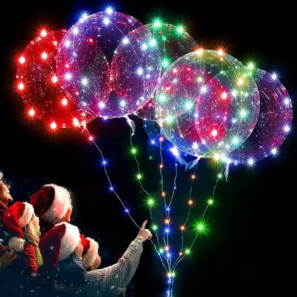 

10set Colorful Led Balloon Light Up Balloon 3m String Lights Glow Bubble Balloon Clear Balloons Valentine Birthday Wedding Decor