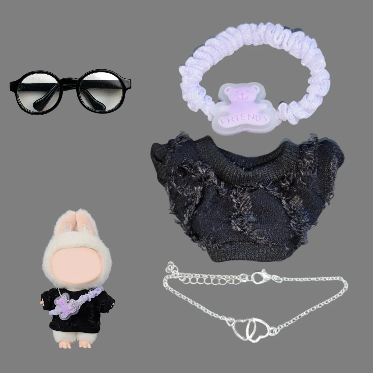 

15-17cm Clothes For Labubu Outfits Designer Set Doll Labubu Clothes Luxury Plush White Maid Sweater Toys Labubu Accessorie Gift