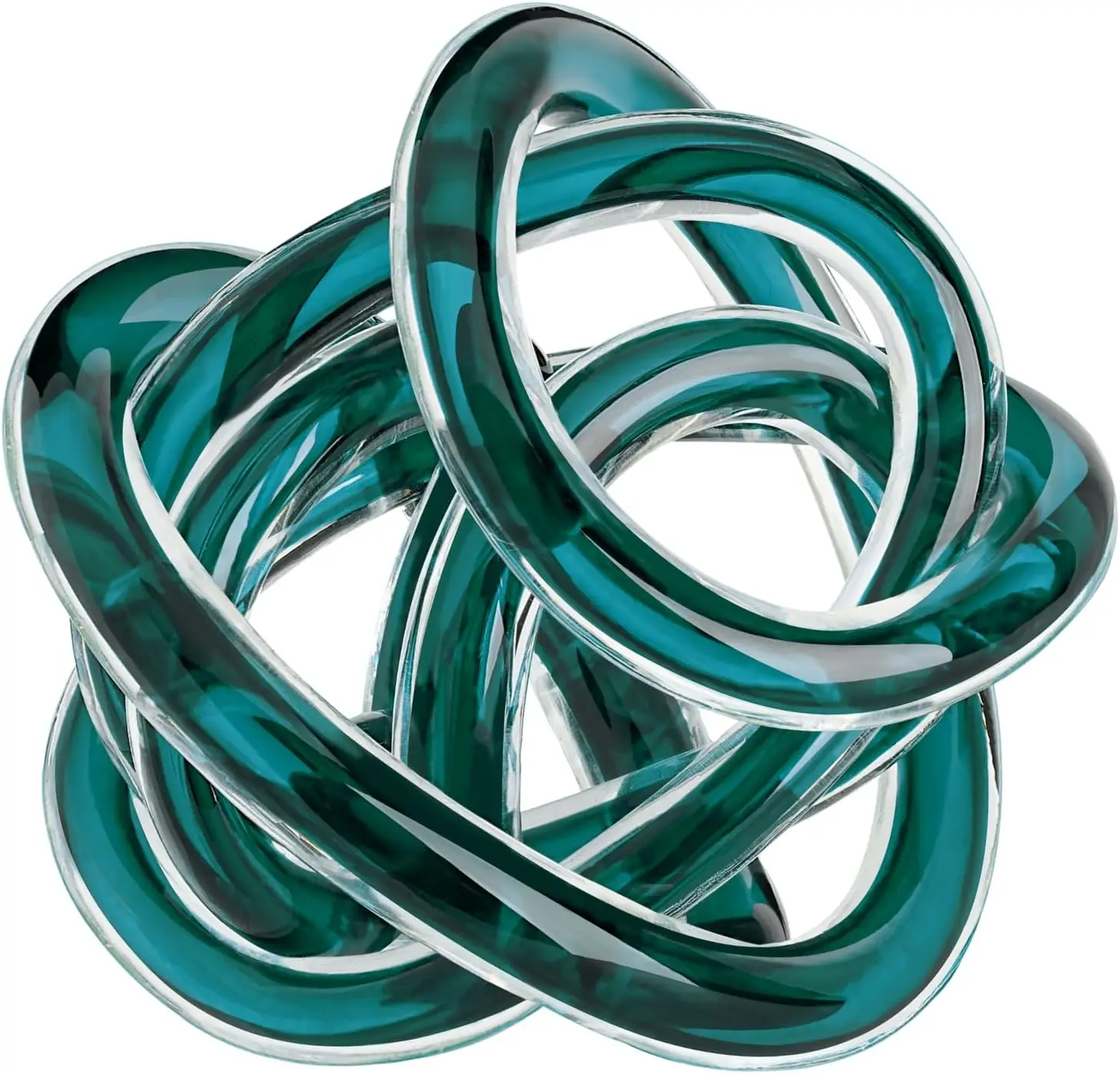 

Hand blown glass infinite knot sculpture -4.5-inch glass art teak knot decorative ball, used for home decoration