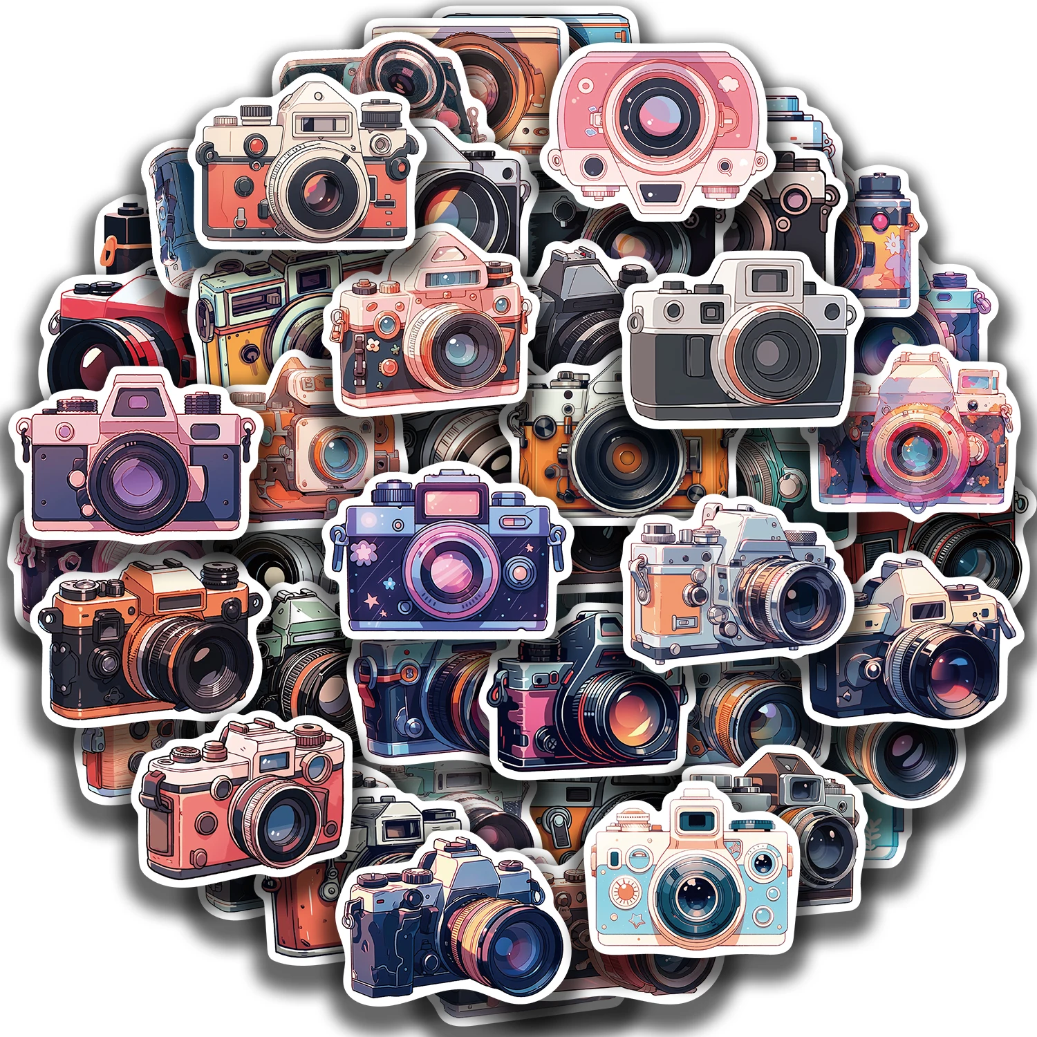 50Pcs Retro Cartoon Camera Photographer Stickers Aesthetic DIY Scrapbook Phone Case Travel Luggage Skateboard Cool Sticker