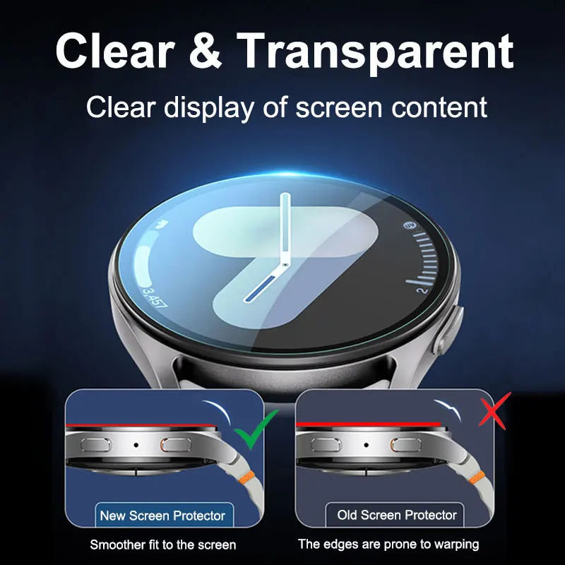 Tempered Glass Film For Samsung Galaxy Watch 7 40mm 44mm Quick Install Screen Protector Full Cover Watch7 Ultra Accessories