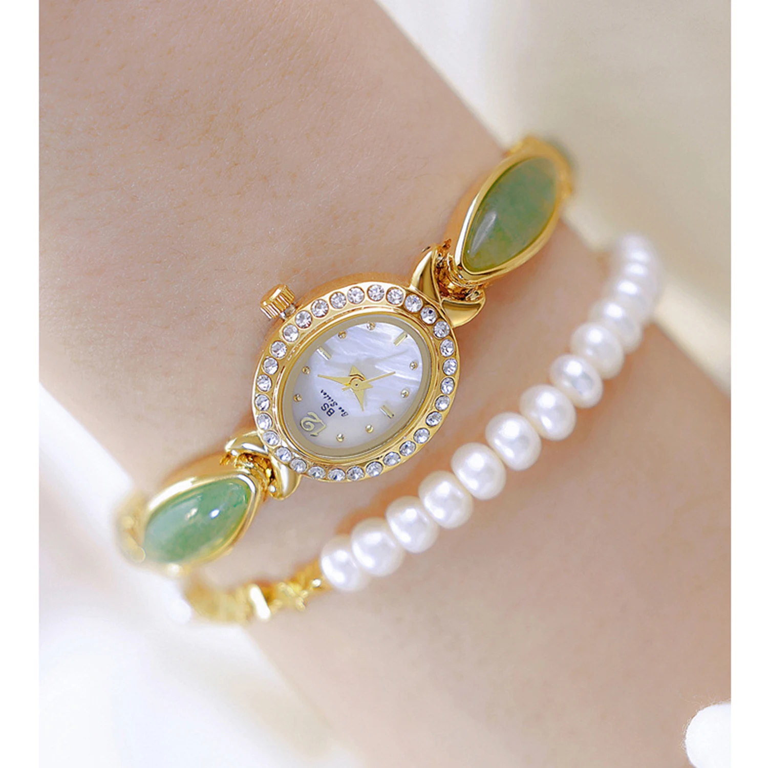 

Женские часы, роскошные наручные часы, женская мода, натуральный камень Dongling, часы-браслет из нефрита Хотан, женские элегантные часы, женские часы