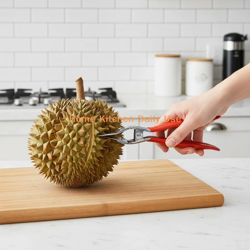 

portablePortable Stainless Steel Durian Opener Nonslip Red Handle Fast Cutting Tool for Outdoor Picnic Home Kitchen Use