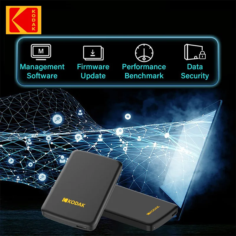 Kodak P150 2,5-дюймовый портативный внешний жесткий диск — высокоскоростное хранилище 1 ТБ/500 ГБ, чтение до 450 Мбит/с для ноутбука, настольного компьютера, PS4, PS5