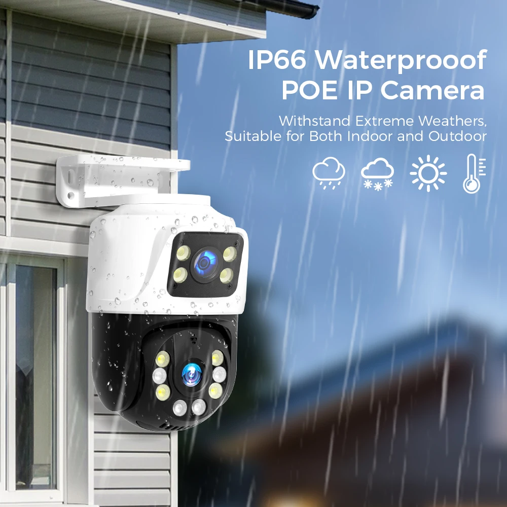 Imagem -05 - Hiseeu-câmera de Vigilância Ptz Dual Lens Câmera ip Poe Segurança de Áudio e Vídeo Doméstico ao ar Livre Cctv Câmera Onvif Tela Dupla Xmeye