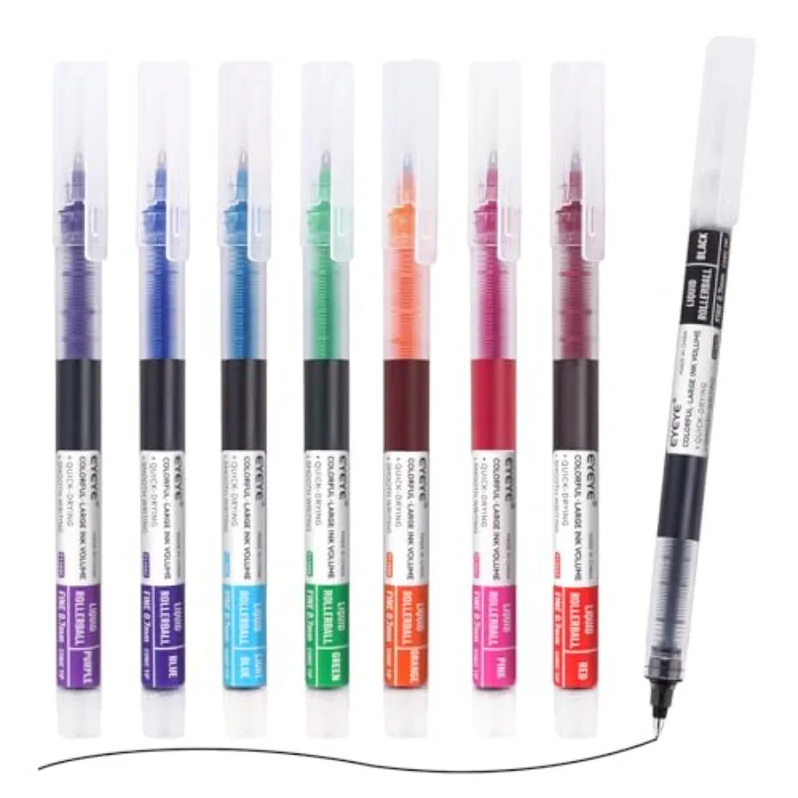 

8 Assorted Colors Rollerball Pens, Multicolor Bold Point Pen Quick Dry, Liquid Ink Pen Fine Point Smooth Writing Pens for Journ