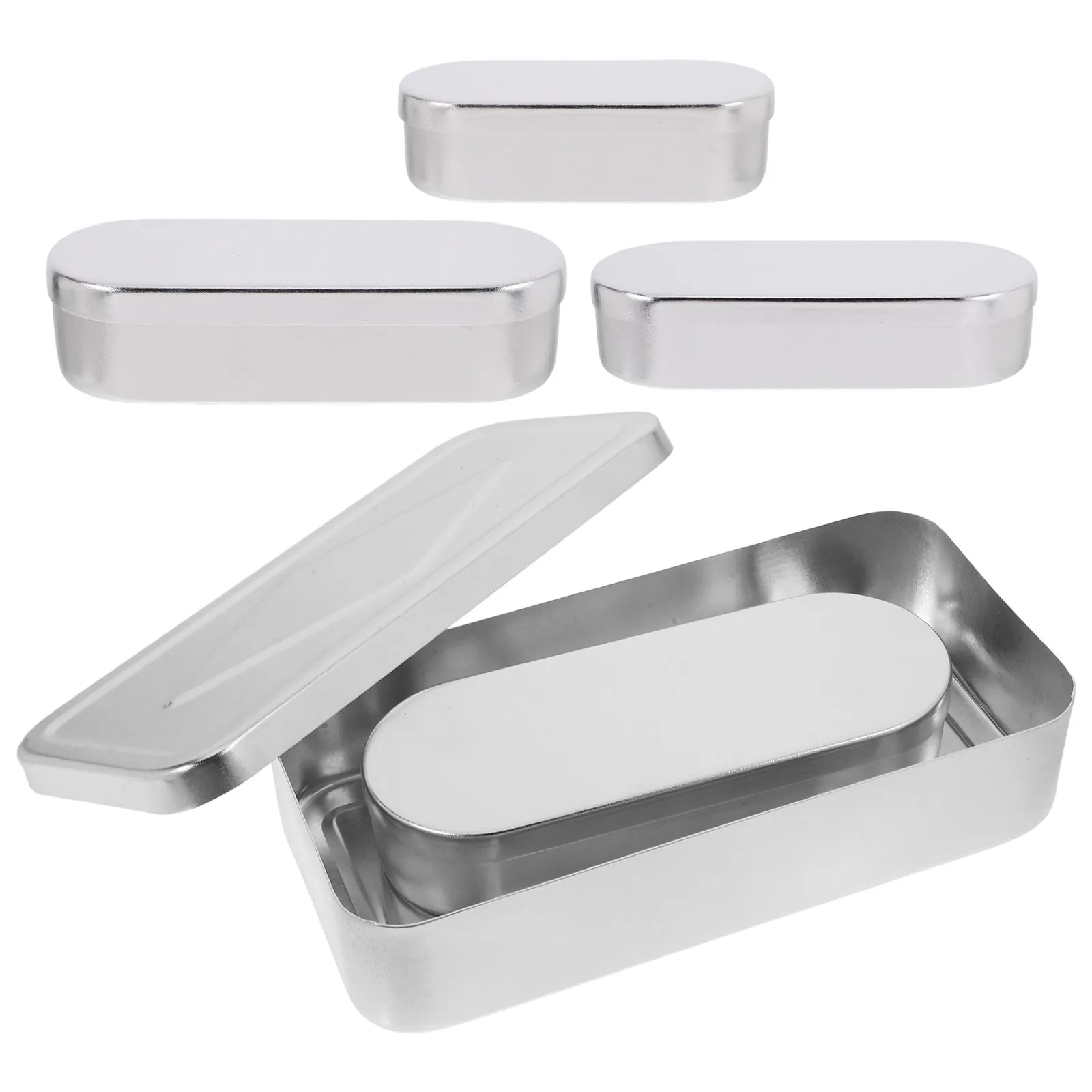 

5Pcs Aluminum Sharps Storage Box Set Rectangular Reusable Disinfection Container for Needles Cotton Balls Gauze Dental