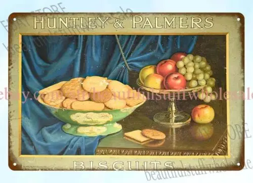 bedroom decor styles Huntley Palmers Biscuit fruits metal tin sign