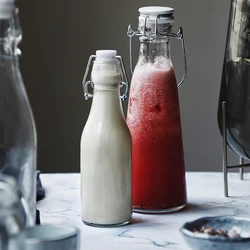 Creative home large-capacity juice glass water bottle glass oiler milk soda enzyme wine bottle