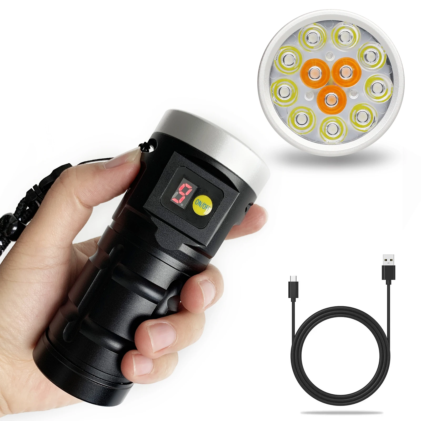 Letonpower rechargeable flashlight strong  Flashlight Portable Outdoor light waterproof fishing flashlight the best flashlight