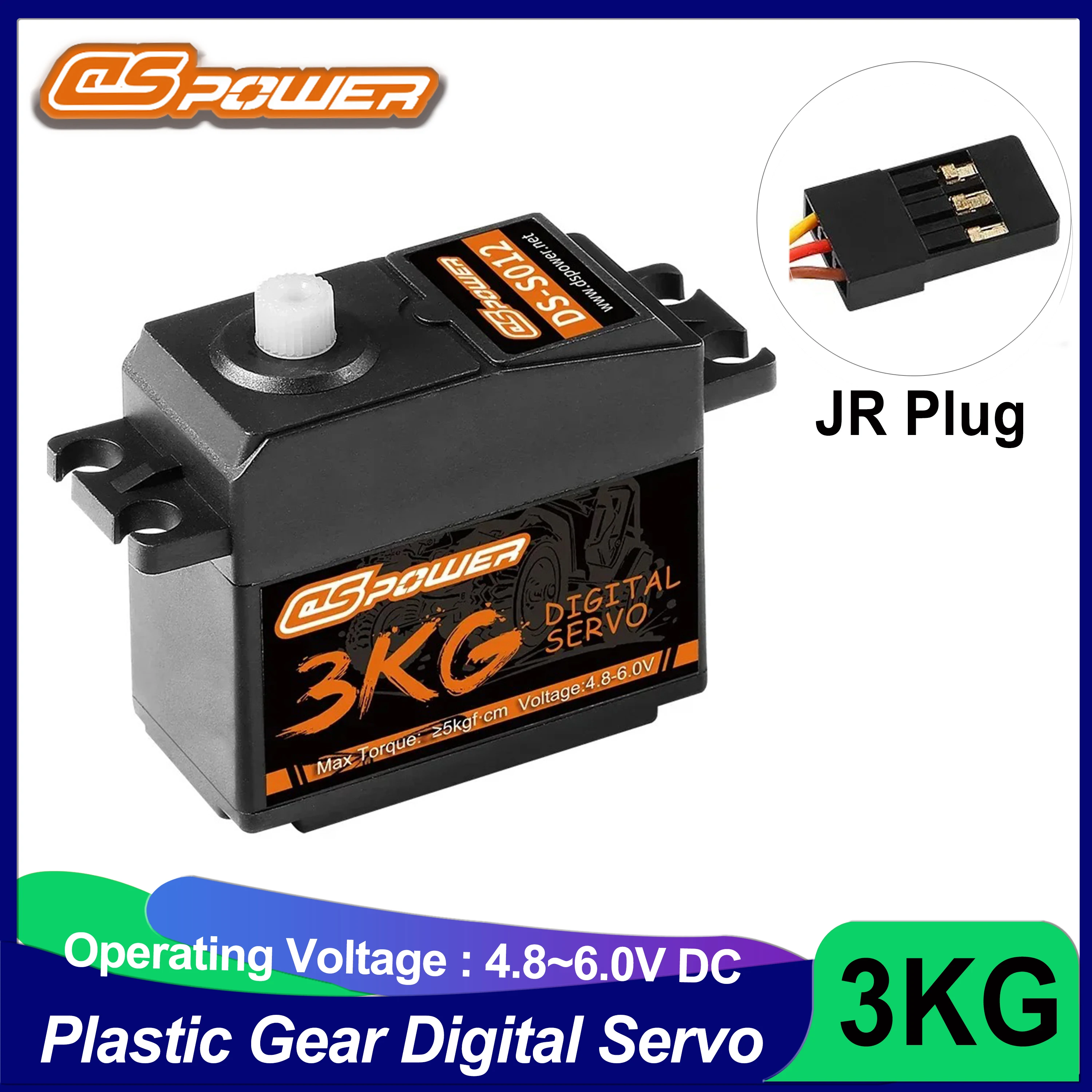 Dspower 3kg engrenagem de plástico digital micro servo jr plug núcleo motor para rc 1/12 1/14 avião drone helicóptero barco carro brinquedo robô