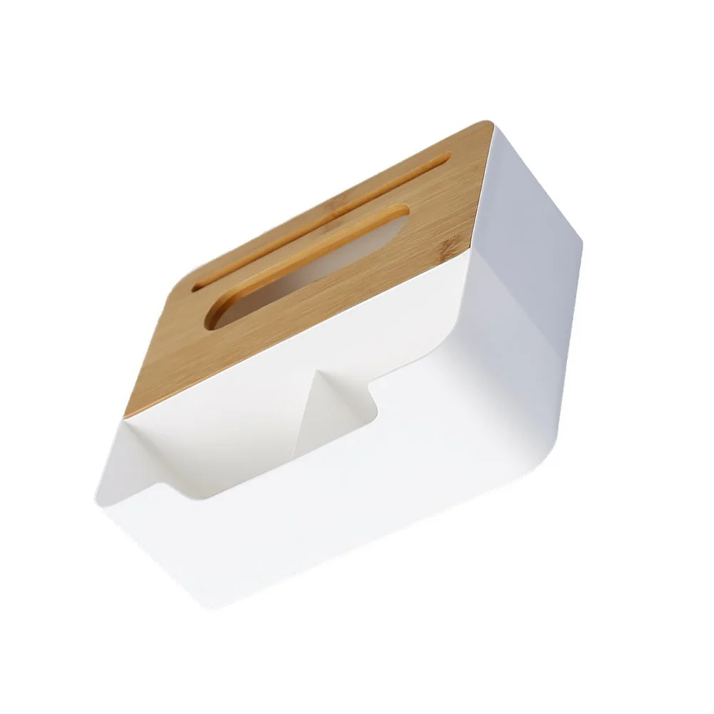 

1pc Desktop Tissue Box Storage Organizer Modern Napkin Holder White Reusable Towel Container Multi-Purpose Tissue Dispenser Home
