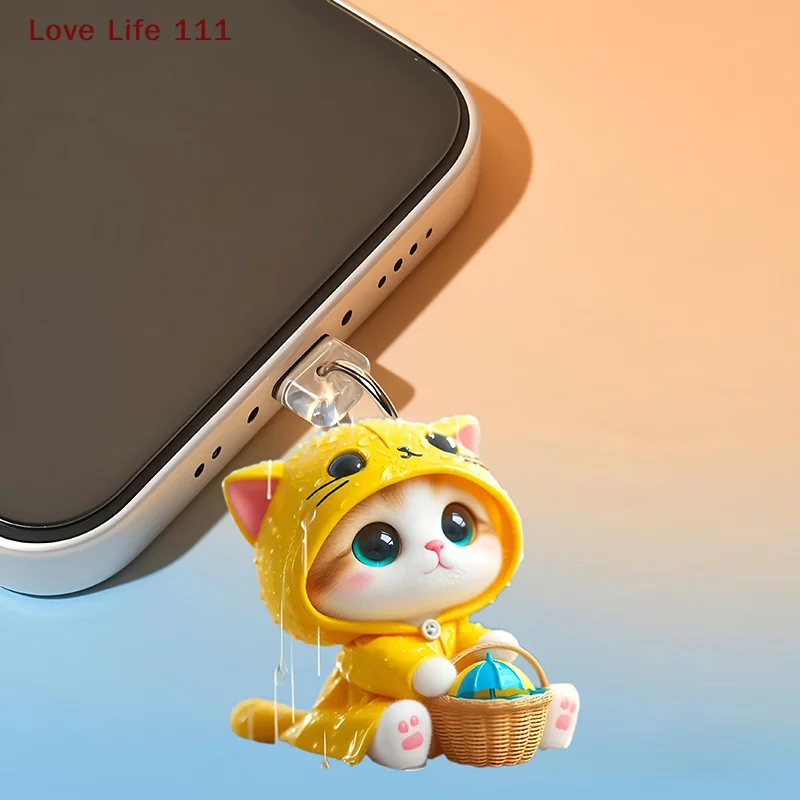 

New Cute 2D Cat Phone Anti Dust Cap Charge Port Plug For Type C Dust Protection Stopper Accessorie