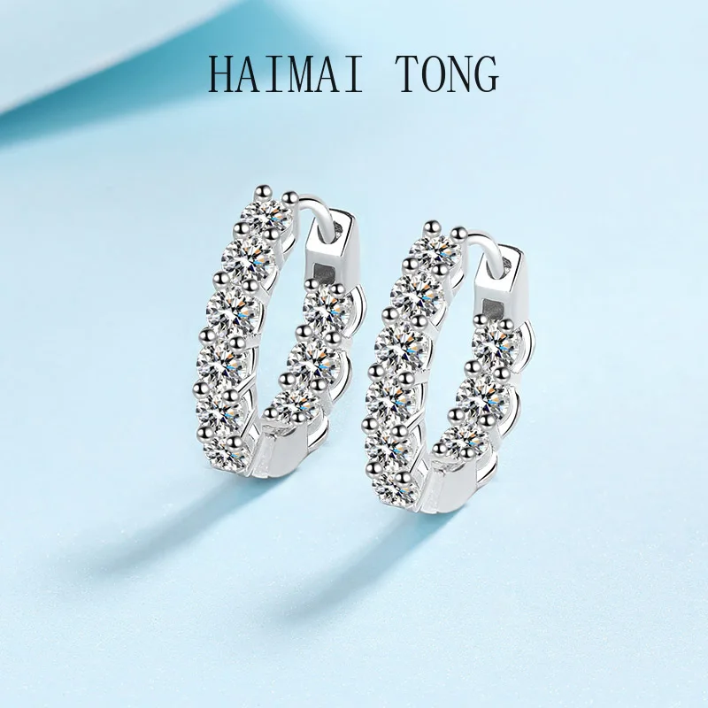 Female Wedding Jewelry PT950 Platinum Sparkling Earring GRA Certified Total 1.8CT Dcolor Moissanite Hoop Earrings for Women Gift