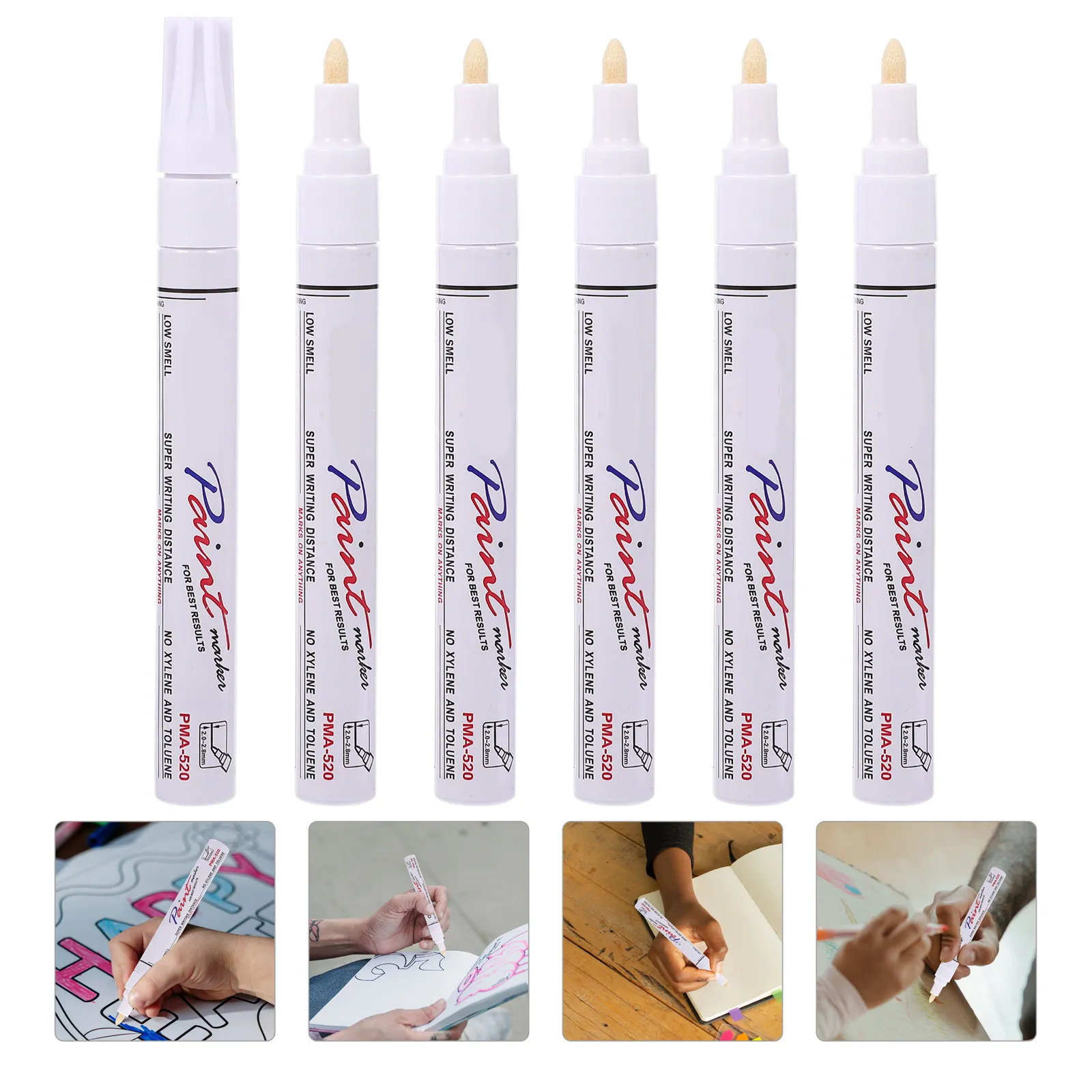 

6Pcs Oil Paint Pens Colored Marker Pens for Crafts Drawing Painting Multi Surface Fine Art Graffiti Markers