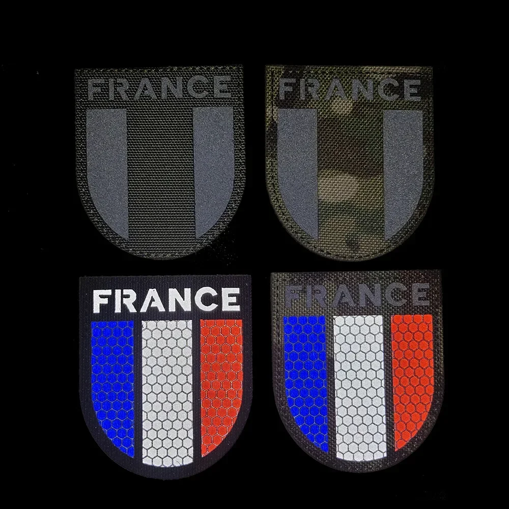 France Flag Embroidered Patches French Emblem IR Infrared Reflective Tactical Badge Armband For Bag Cap Hook&Loop Patch