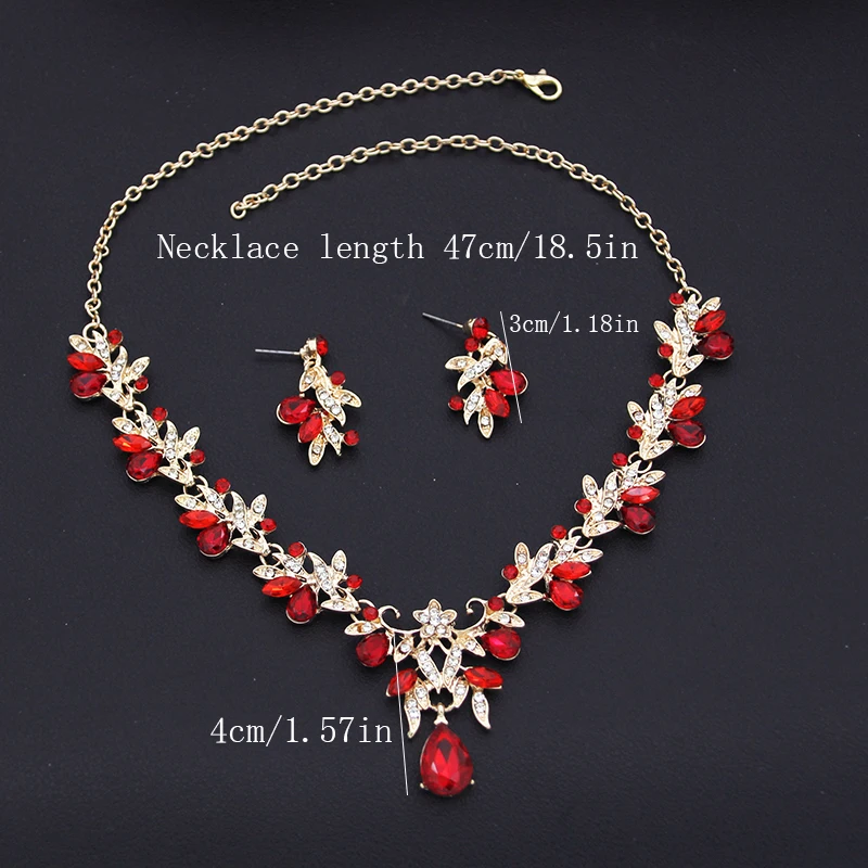 Water drop Butterfly Bridal Jewelry Sets for Women Earring Necklace Set Rhinestone Crystal Wedding Jewelry Sets 3 Pcs Gifts