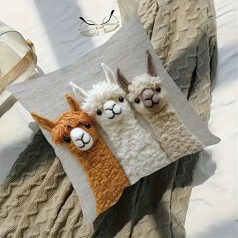 French Cream Style Three Alpaca Pillow Cover Lovely Pastoral Bedside Pillow Case Lumbar Backrest Pillowcase Home Decoration