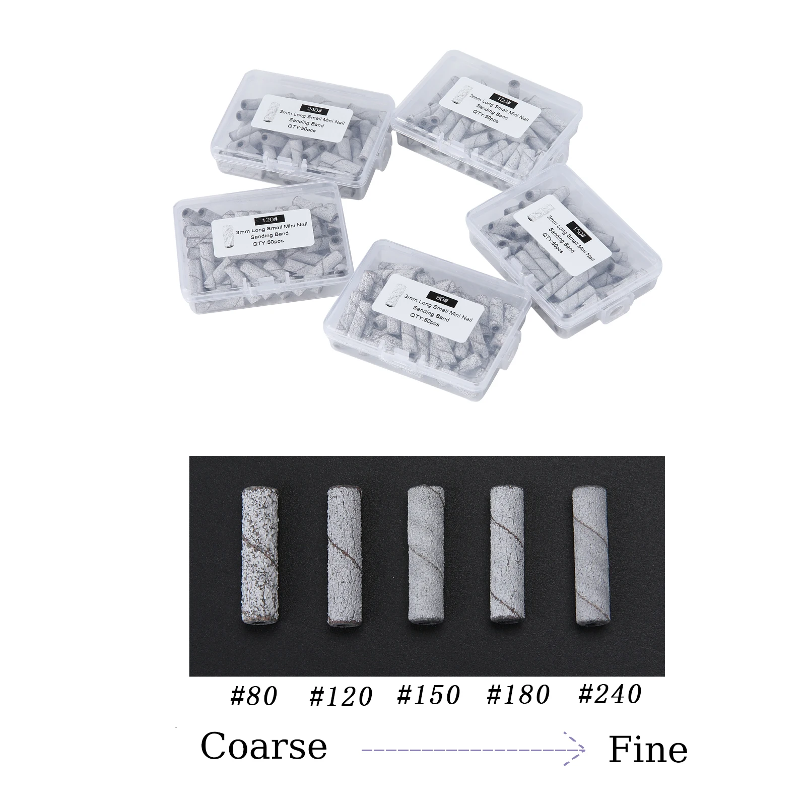 50 stks 3mm lange kleine Mini Zebra Schuurbanden Rvs Nail Boren Doorn Elektrische Manicure Accessoires Tool