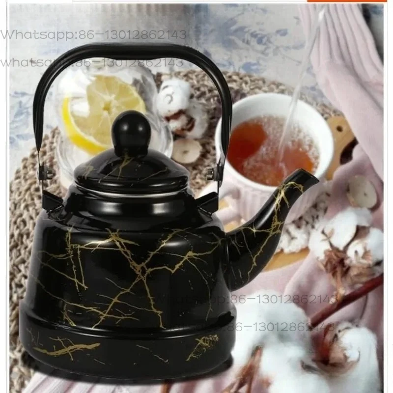 1.1L Vintage Thicken Enamel Coffee Pot with Handle Tea Kettle Induction Cooker Gas Stove Universal Water Teapot Kitchen Tools