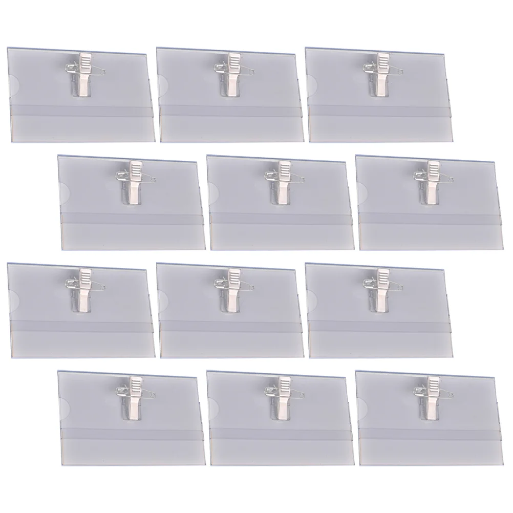 50 Pcs Labels Tag Transparent Badge Staff Clip Portable Name Holders with Clips