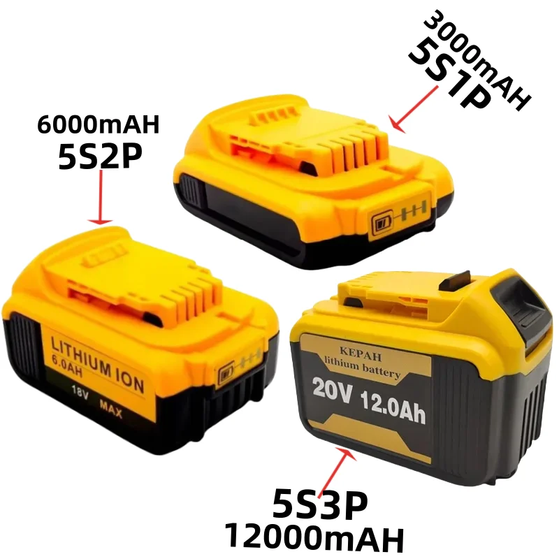 5S3P DCB200 20V 3AH 6AH 12AH Lithium Rechargeable Battery For Dewalt 18V DCB184 DCB200 DCB182 DCB180 DCB181 DCB182 DCB201 DCB206