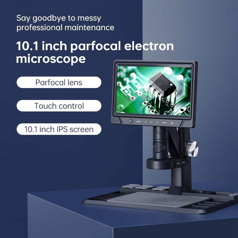 1600X Parfocal Lens Digital Microscope 12MP HD Screen Touch Control LED Magnifier Maintenance Workbench Repair Tools Connect PC