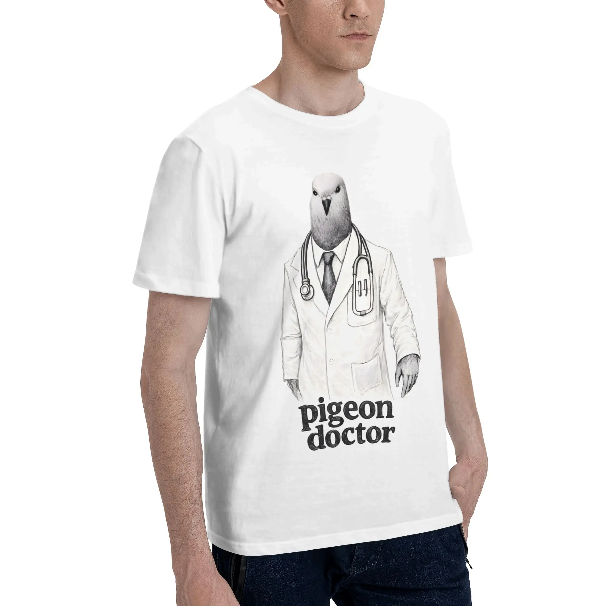 Pigeon Doctor Meme Men's T Shirt Pigeon Doctor Meme  Humor Tees Short Sleeve O Neck Pure Cotton Classic Tops T-Shirt