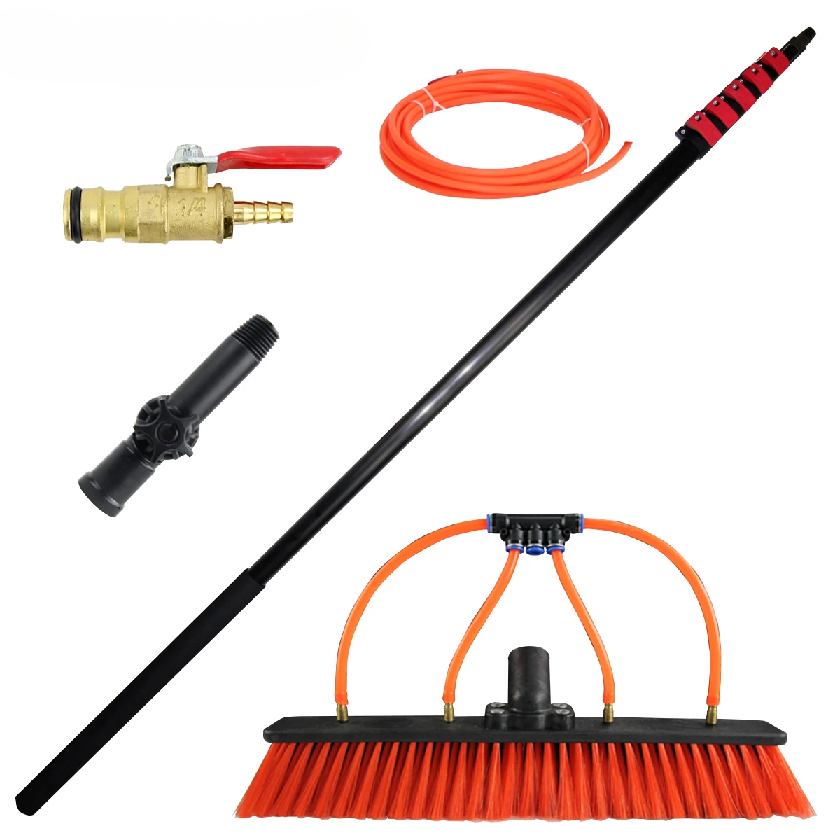 Extentool 20ft water fed poles brush for solar panel cleaning with aluminum telescopic