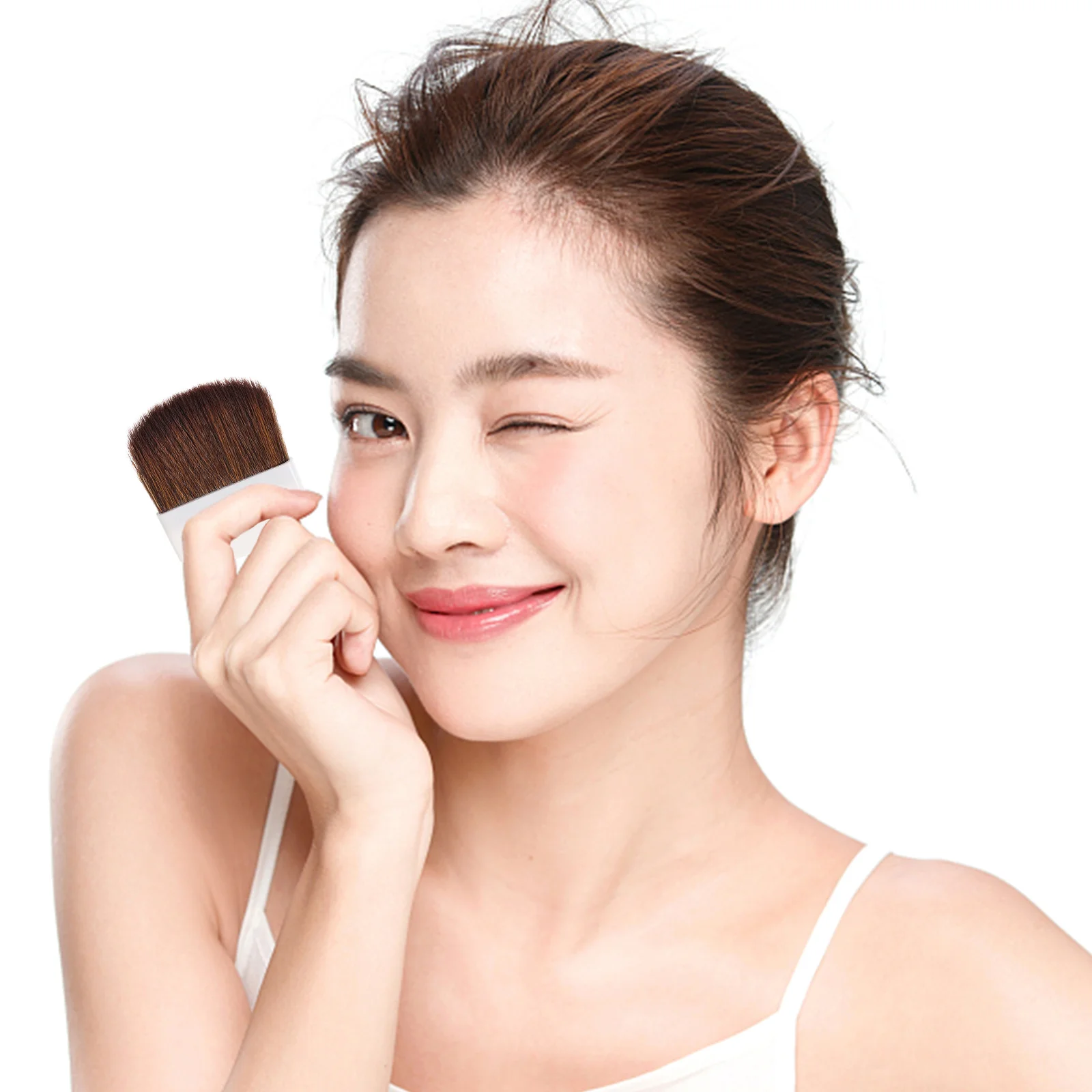 مجموعة فرش مكياج مكونة من 4 قطع من فرش بودرة أحمر الخدود، فرشاة صغيرة لتطبيق بودرة الوجه المضغوطة السائبة للنساء #3