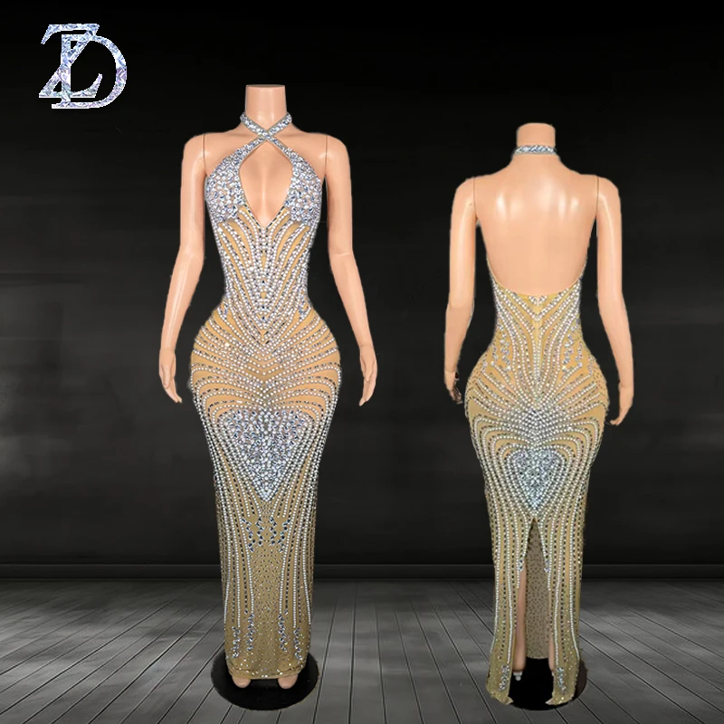 ZD Personalizado Lindo Cristal Vestidos de Baile Elegante Lantejoulas Renda Frisada Vestido de Noite Sem Mangas Vestido de Festa de Celebridade