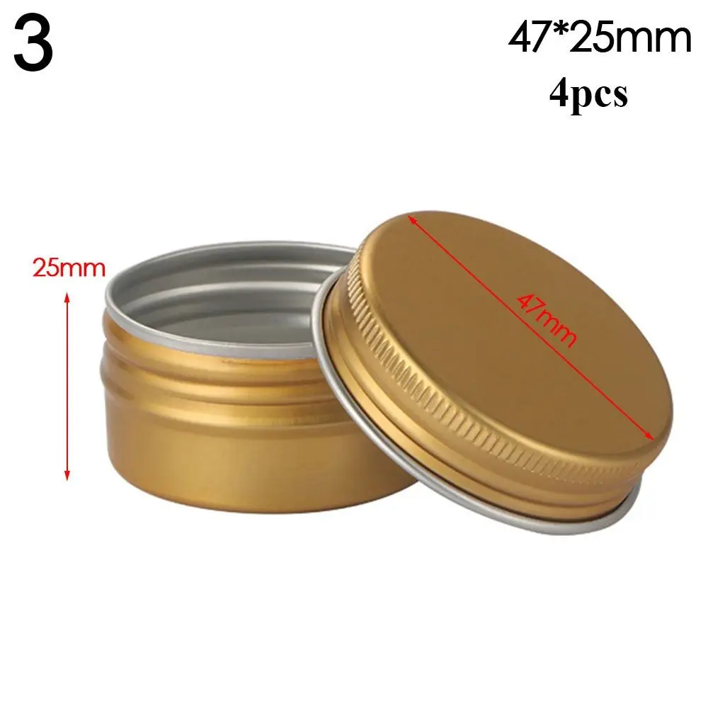 4pcs New Candle Jars for Cream Balm Tea Cans Cosmetic Container Refillable Bottles Aluminum Tin Jar
