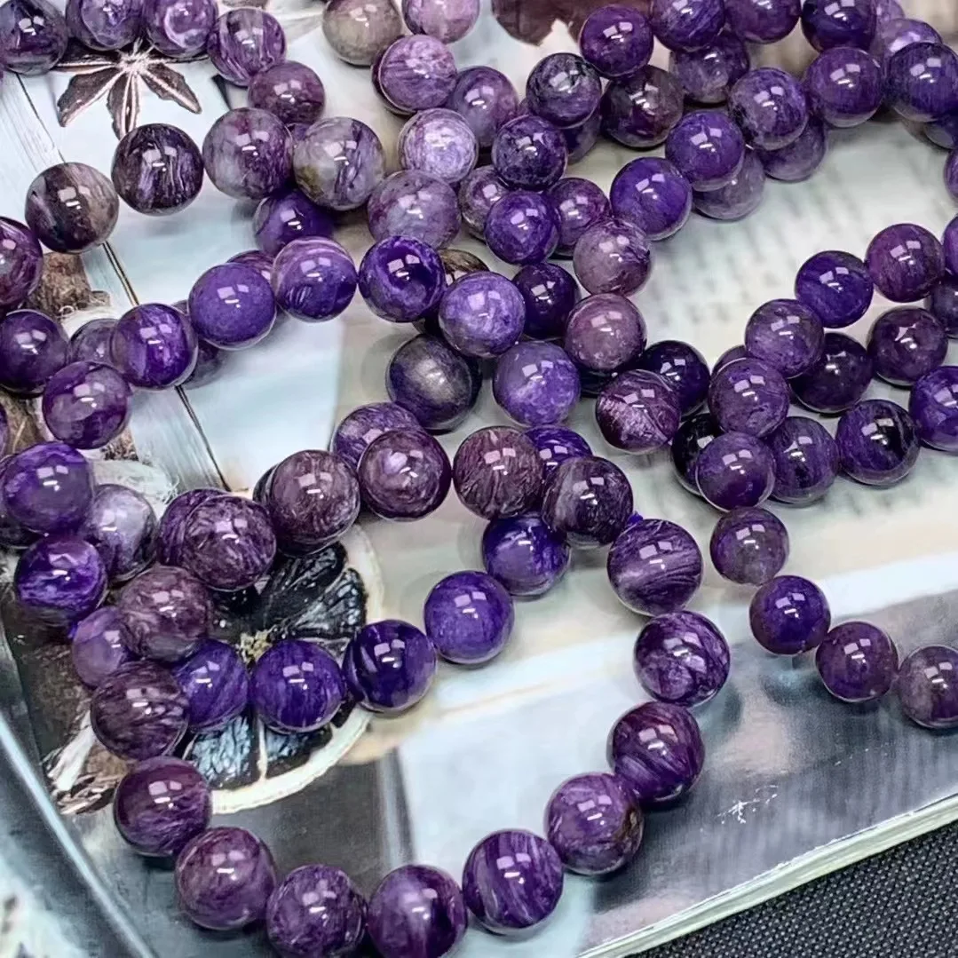 

Wholesale 1pcs 100% Natural Russia Charoite 6mm 7mm 8mm 10mm Round Bead Bracelet,Healing Gemstone Jewelry Bracelet 19cm