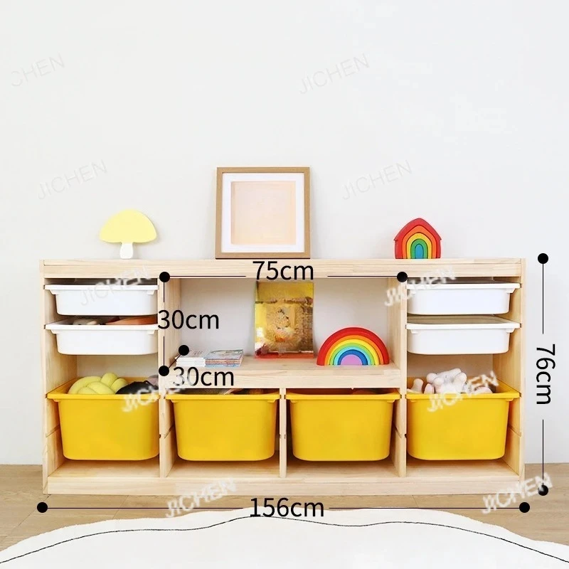 

Room Preschool Floor Stand Storage Bookshelf Book Rack Wooden Four Layers Sundries Storage Cabinet Wood